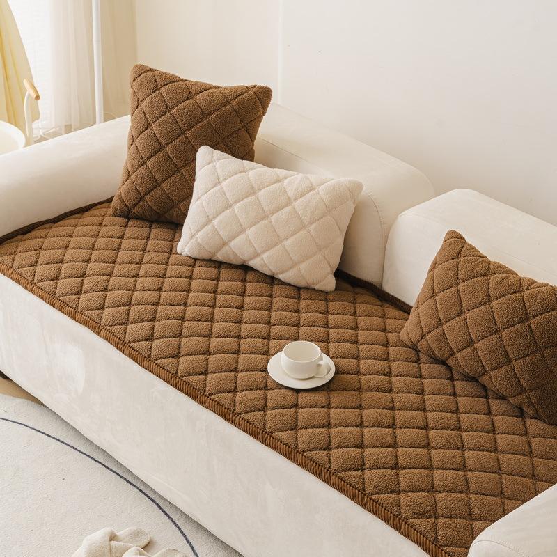 Autumn And Winter Sofa Cover Fabric Solid Anti Slip One-Piece Laying Straight Row Sofa Cushion Cover Skin Friendly And Versatile