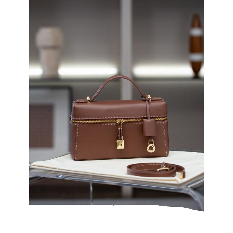 High Quality Retro Box Bag 23cm Tire Cow Grain Cowhide Vintage Style Handbag Single Shoulder Crossbody Women's Bag Trendy