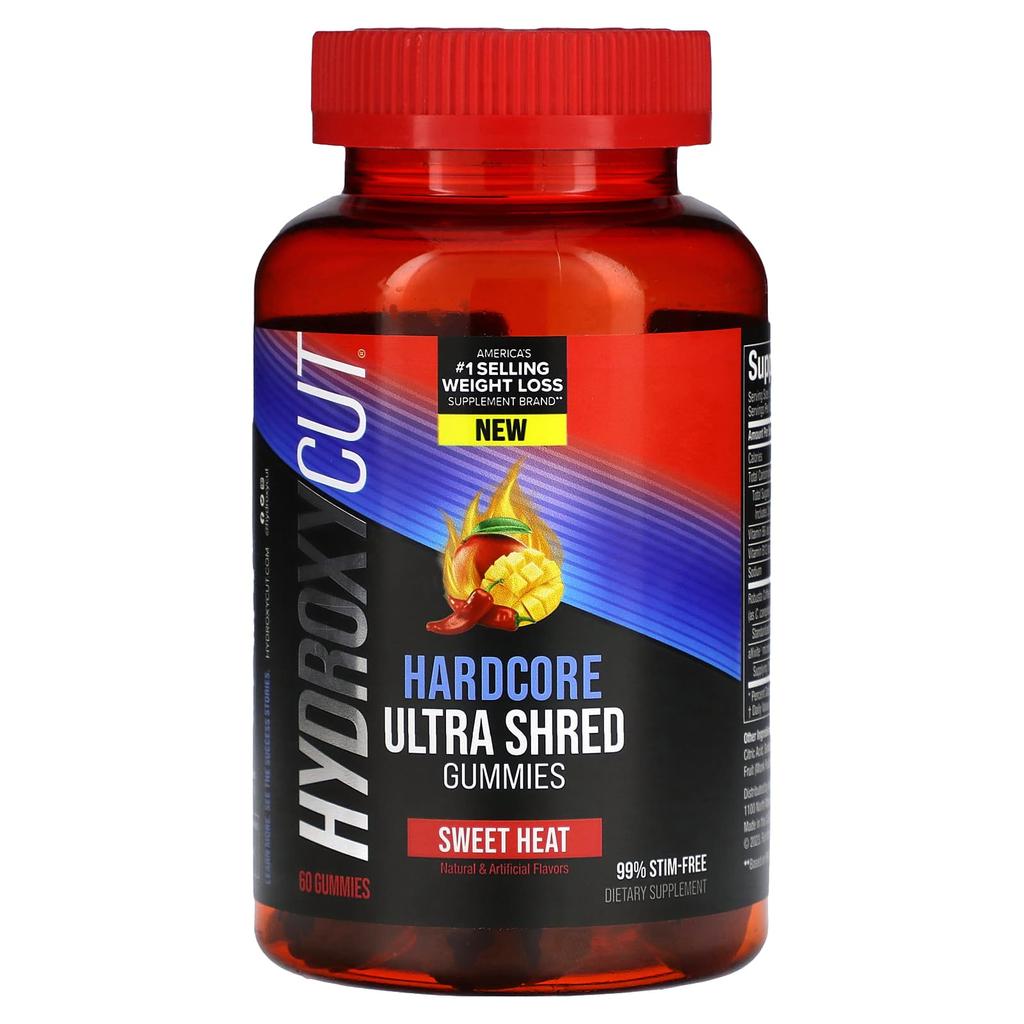 Hydroxycut Hardcore Ultra Shredded Gummies, Sweet Heat, 60 Gummies