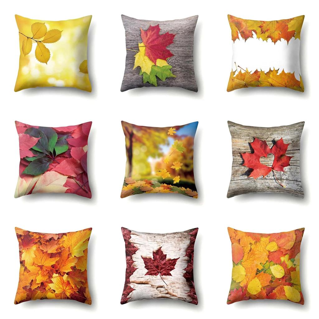 Maple Leaf Pillowcase Cartoon  Lumbar Pillow Sofa   Cushion