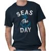 Funny Nautical Beach Pun Seas The Day Anchor Womens or Mens Crewneck T Shirt Tee
