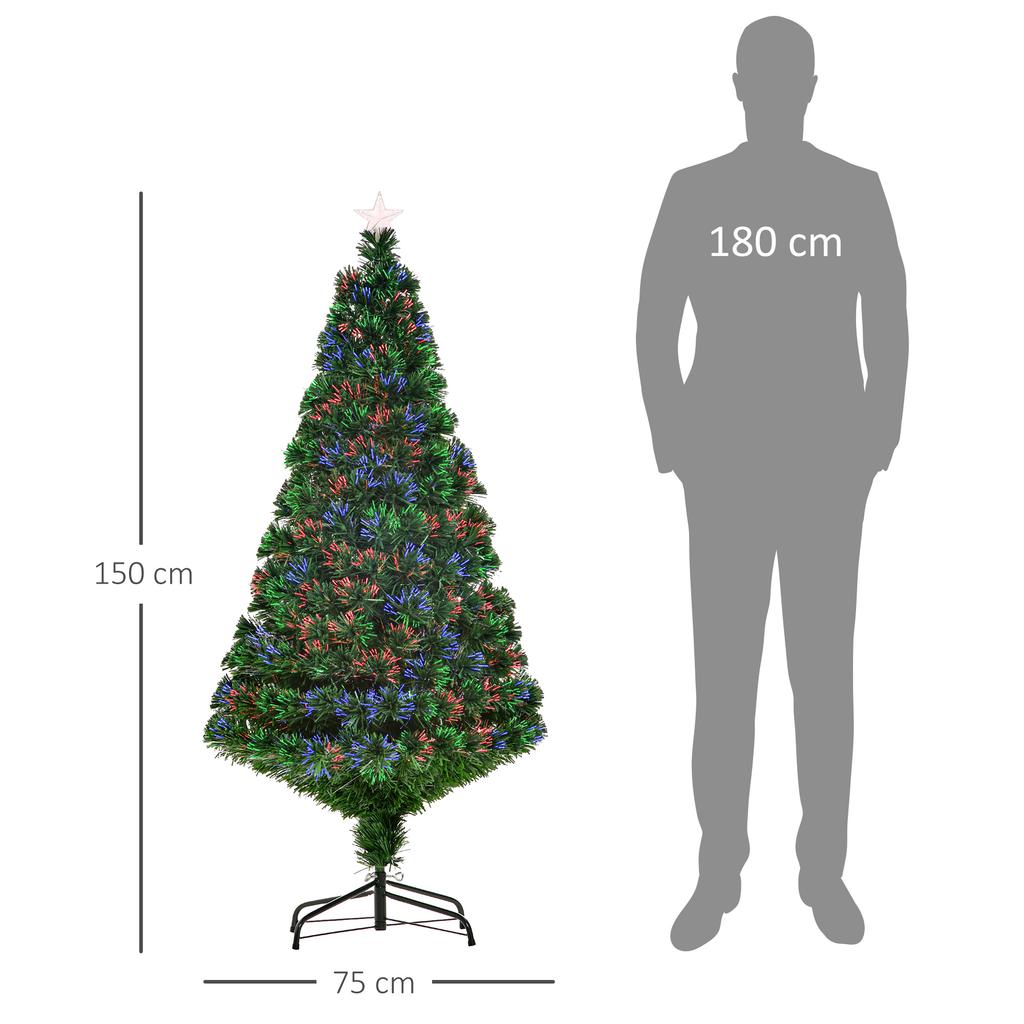 Artificial Christmas Tree 150 cm with Fiber Optic Artificial Fir Tree with LED Lighting