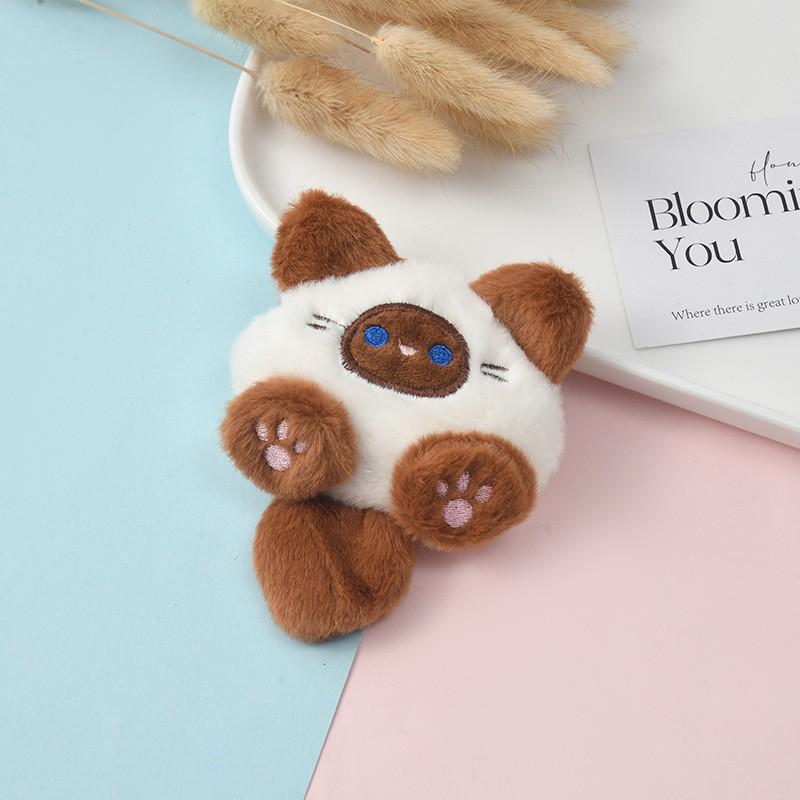Squeaky Kitten Plush Pendant: Cute Cartoon Kitty Brooch Keychain Accessory