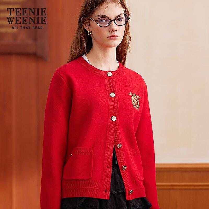 Teenie Weenie Women's Embroidered Round Neck Knit Cardigan