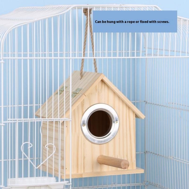Bird Wooden Cage For Bird Cage Parrot Circular Cage Anti Splash Proof Cage Bird Toys For Pet