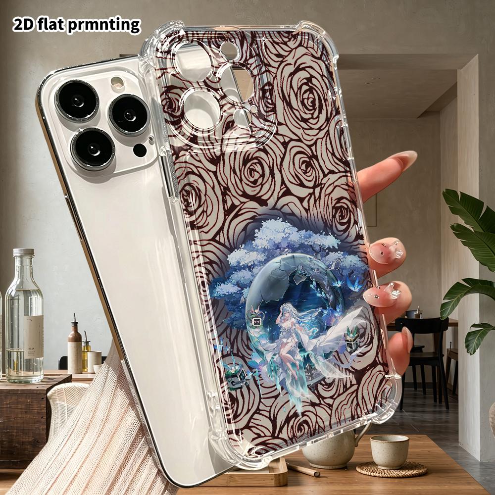 Phone Case: 2D Flat Design, Suitable for iPhone 18 17 16 15 14 13 Pro, Transparent with Corner Protection, Long Skirt Girl, Christmas and Halloween Gi