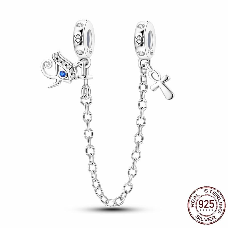 Stříbrný Křišťálový Pavé Bezpečnostní Řetízek Pevný Klip Pramen Přívěsek Vhodný pro Ženy Náramek Stříbrné Šperky Párty Narozeninový Dárek