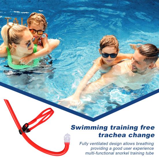 Snorkel Training Tube for Lap Swimming Diving Snorkel Breathing Tube with Headband Liquid Silicone Mouthpiece Snorkel Tube for Adult Kids
