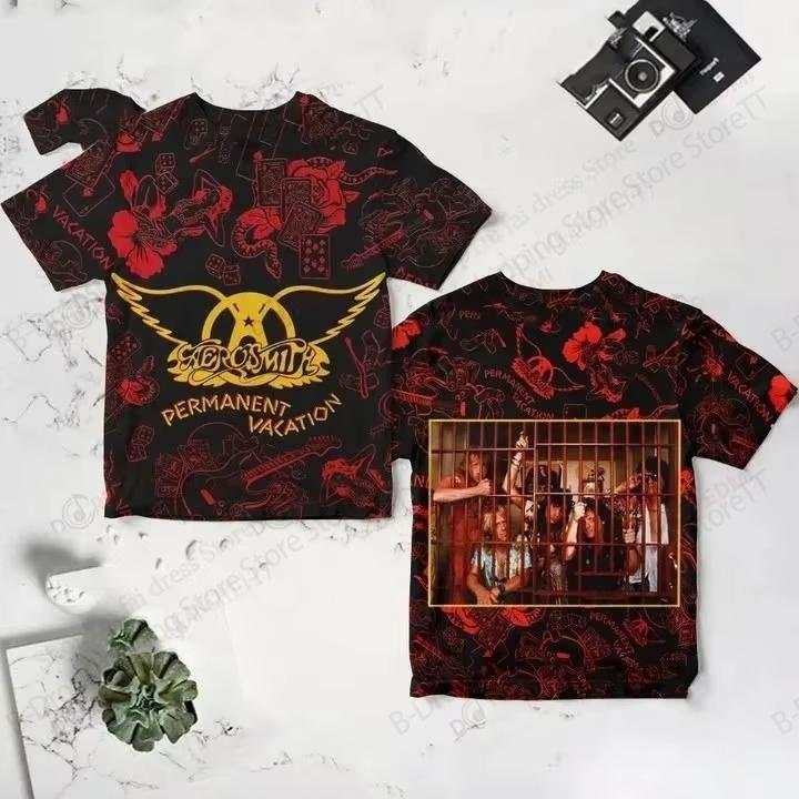 New Hot Vintage Aerosmith Band 3D Printed T-shirt Men Women Fashion Hip Hop Short Sleeve Rock Tops Tees Mens clothing camisetas
