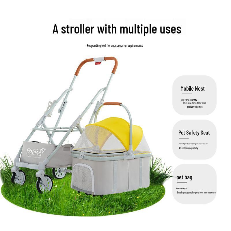 Lightweight Folding Pet Stroller for Small Pets, Breathable & Portable for Elderly Dogs