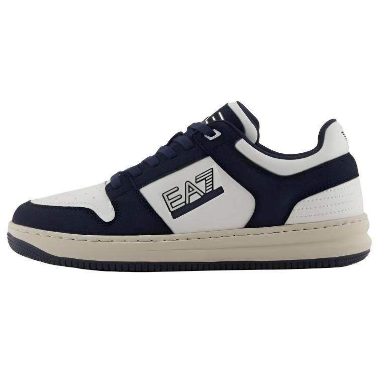 Emporio Armani EA7 Leather Round Toe Lace-Up Low-Top Sneakers Unisex sneakers Blue 7X000346AF18641MZ157 43⅓