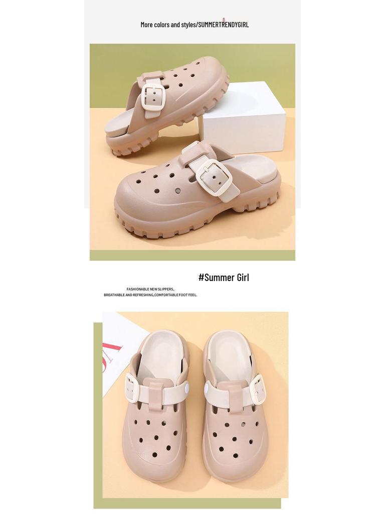 2024 Women's Non-slip Wear-resistant Casual Round Toe Hole Shoes - Perfect for Outdoor Beach Activities