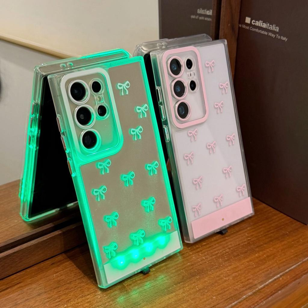 Incoming Call Flash Bow Is Suitable for Samsung S25Ultra Mobile Phone Case A56 Voice-activated Induction Incoming Call Flash Transformation