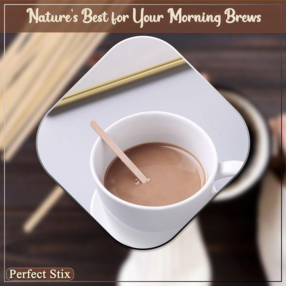 100Pcs Eco-Friendly Wood Blenders Individually Wrapped Stir Sticks Coffee Stirrers Cocktail