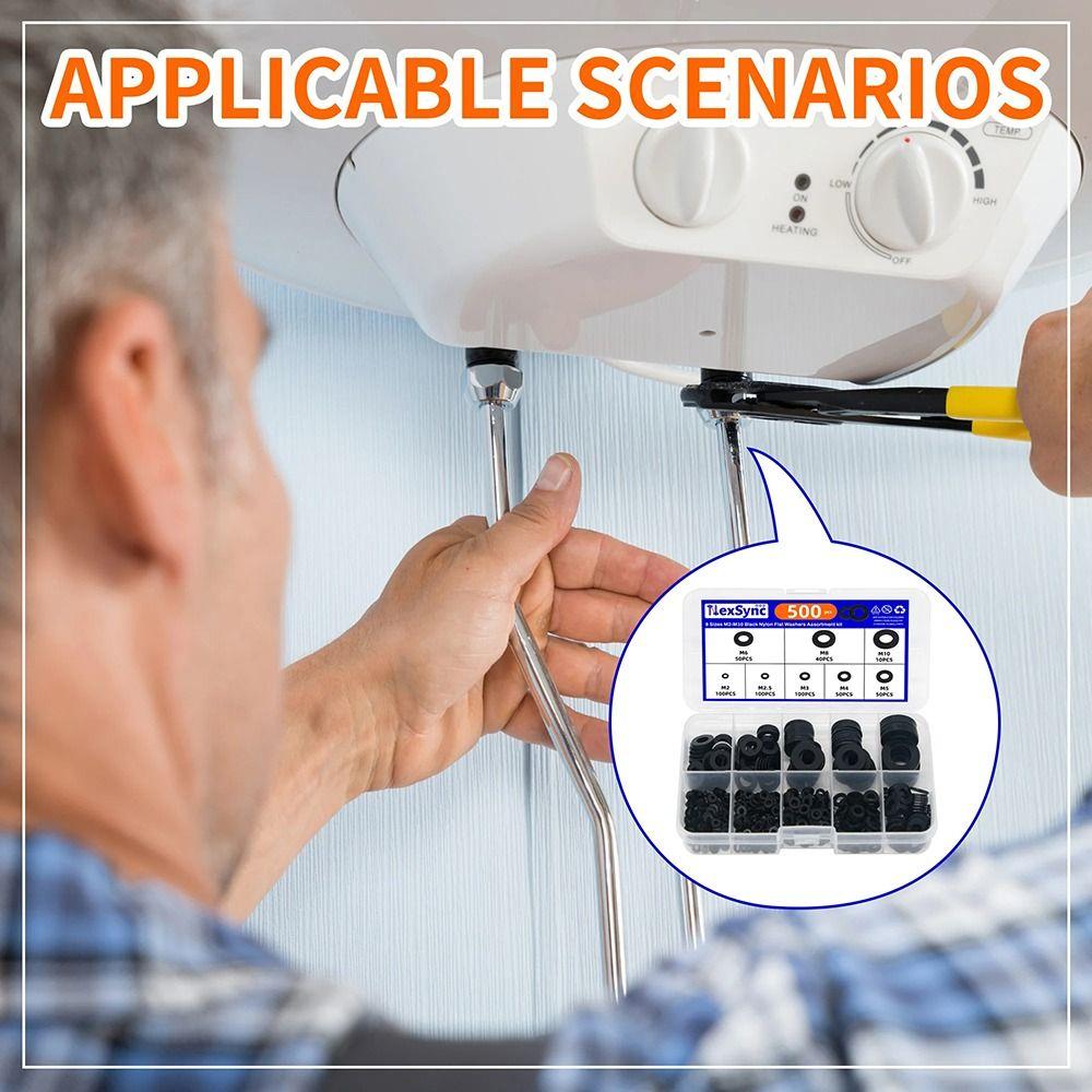 500Pcs 8 Sizes Plane Spacer Flat Insulation Gasket Ring New Nylon Washer