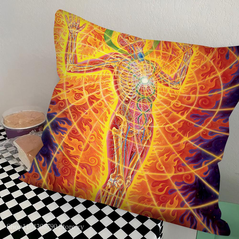 Abstract Alex Grey Trippy Psychedelic Pillow Bedroom Sofa Leisure Comfort Cushion Car Living Room Home Decoration