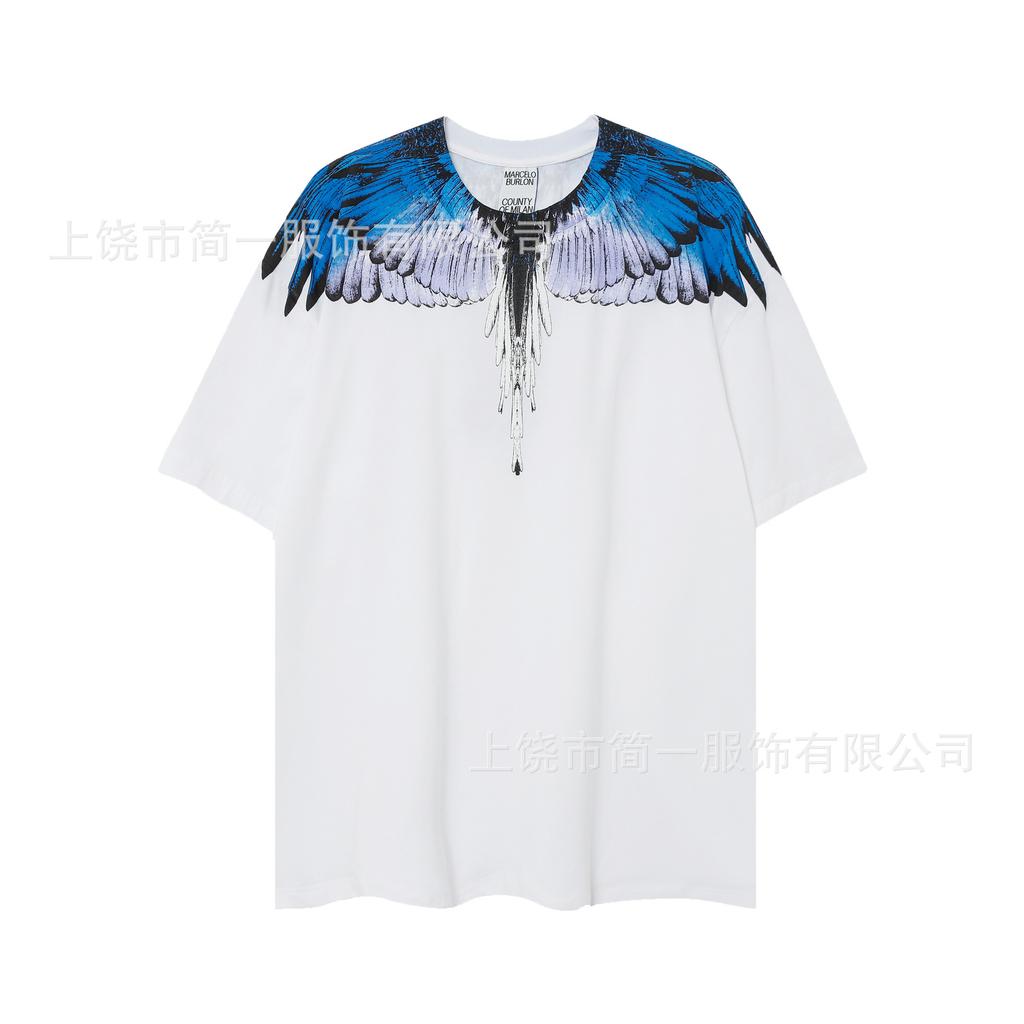 Summer Men's and Women's Same Fashion Trend T-shirt Personalized Trend Wing Printing Comfortable and Simple