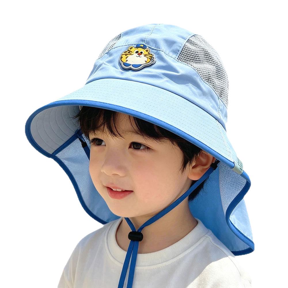 Kids' Cartoon Mesh Sun Hat - Breathable Wide Brim Summer Cap for Outdoors