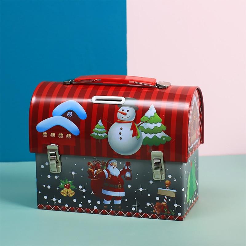 Christmas Cookie Tins with Lid Festive Cookie Tins for Gift Giving & Holiday Treats Metal Container for Cookie Food