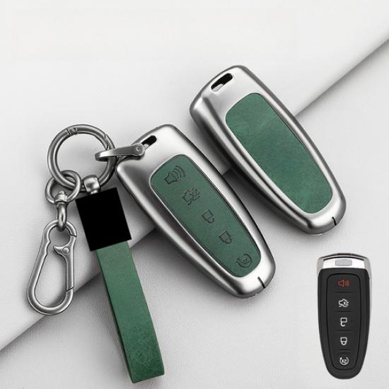 Zinc Alloy Leather Car Remote Key Fob Case Cover For Ford Escape Edge Explorer