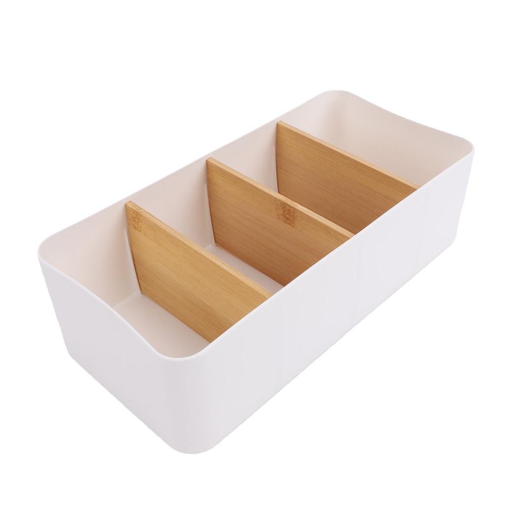 Desktop Organizer Box with Removable Dividers 4 Grid for Office Supplies Cosmetics Storage 26.6x12.8x 7.9cm Multi