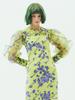 Greedius Floral Print Sheer Puff Sleeve Blouse