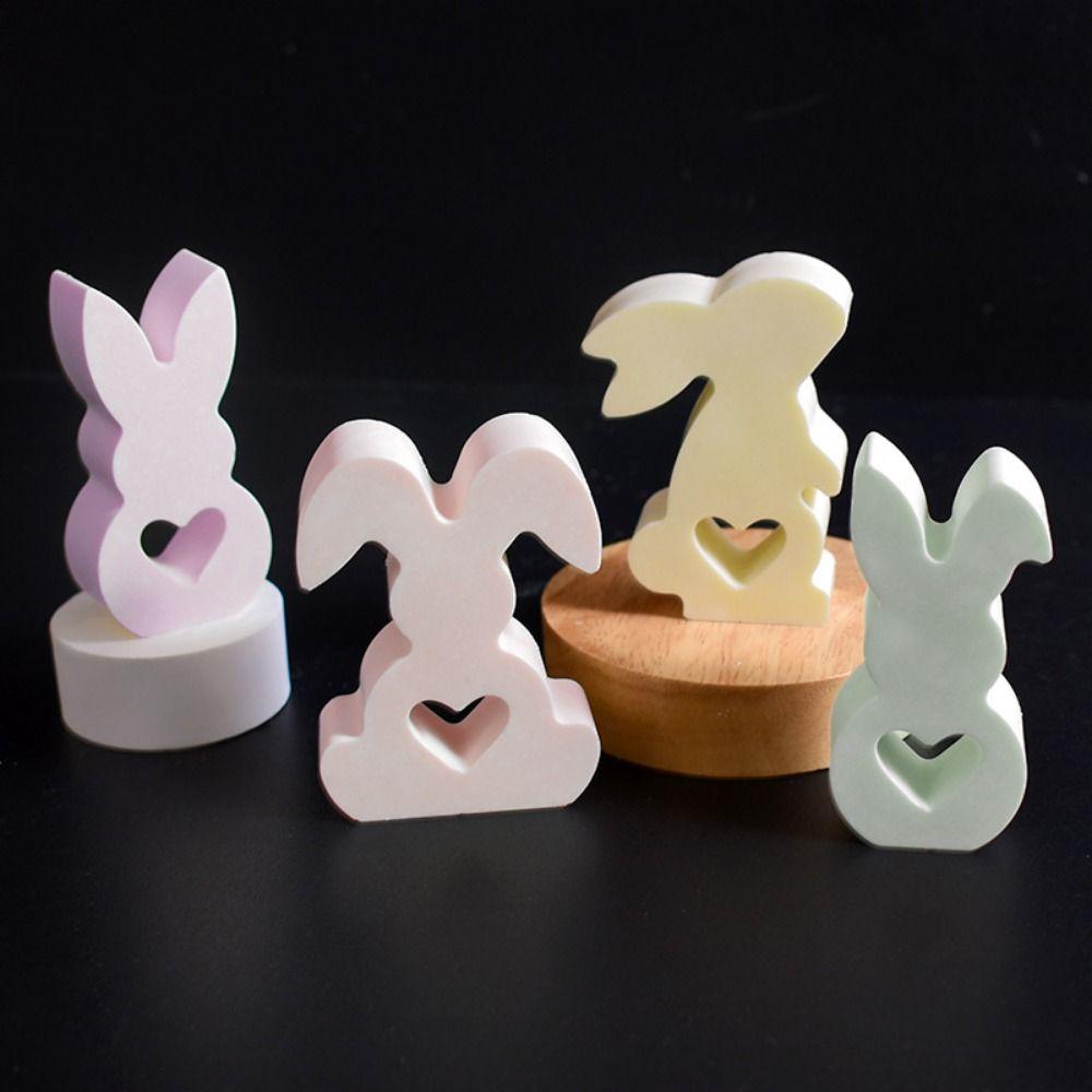 Creative Candle Holder Silicone Mold 7-Cavity Hollow Out Easter Bunny Silicone Molds DIY Flexible Easter Bunny Candle Ornament