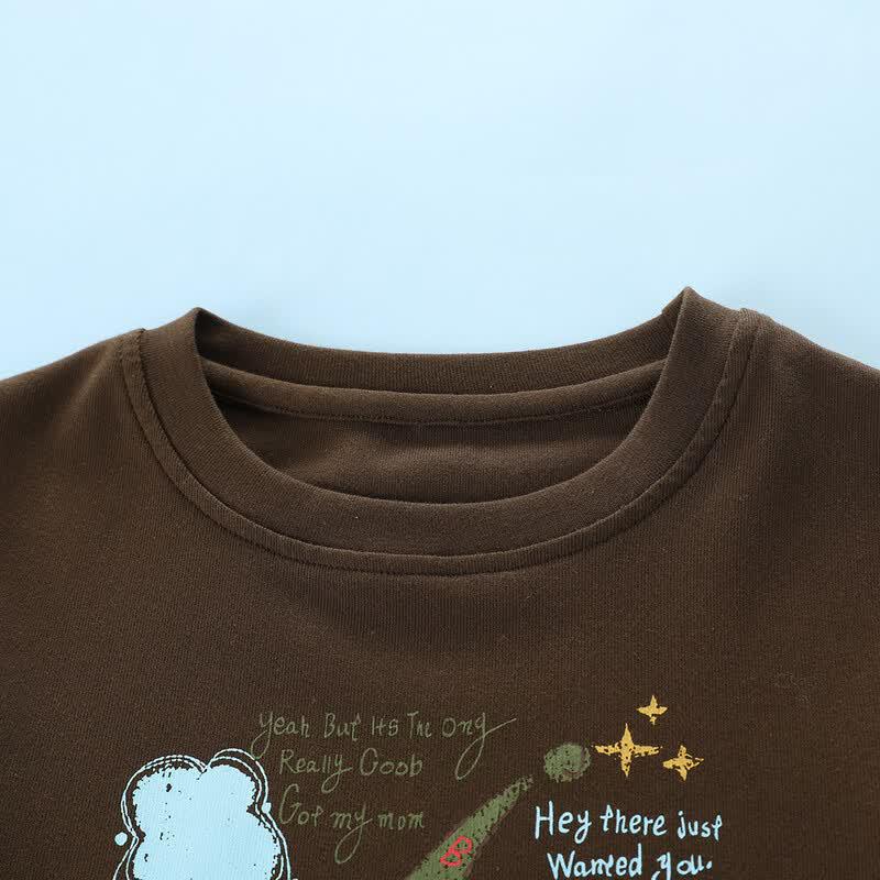Montagut Girls' Cartoon Print Short Sleeve T-Shirt