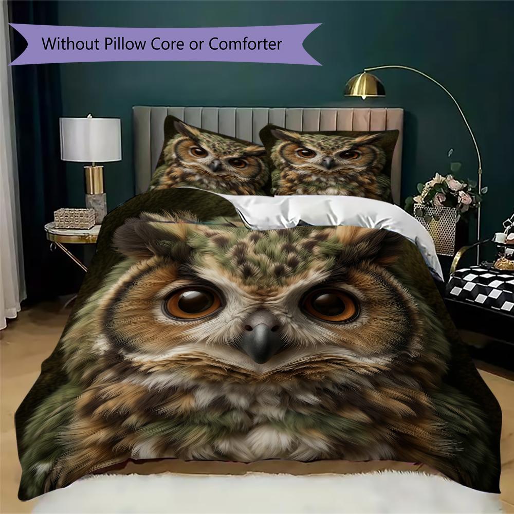 Classic Realism Owl Pattern Bedding Uilt Set Uilt Cover Pillowcase Home Decoration Birthday Gift (1 * Duvet Cover + 2 * Pillowcase Without Core)