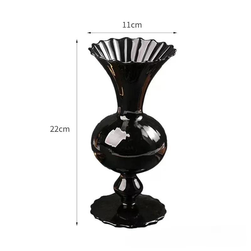 

Европейская Минималистичная Средневековая Ваза из Черного Нитратного Стекла Гостиная Спальня Обеденный Стол Высококлассное Украшение Изысканные Орнаменты чёрный