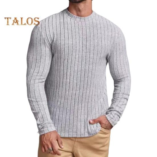Men Sport Top Slim Fit Pure Color Round Neck Elastic Mid Length Long Sleeves Pullover Homewear Gym Running Basketball T-shirt