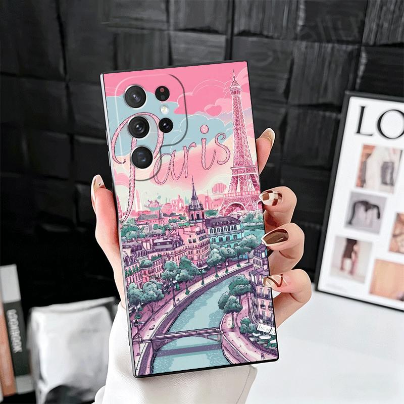 France Eiffel Tower Paris Soft Phone Case for Samsung Galaxy S26 S25 Edge S24 Ultra S23 Plus S22 S21 FE S20 Black Cover Back She