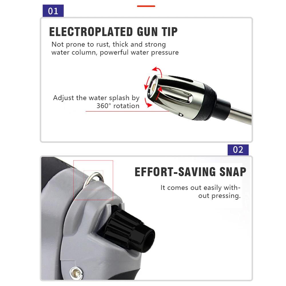 Alloy High Pressure Car Wash Water Gun with Rubber Handle Long Pole Metal Extension for Household Garden Watering