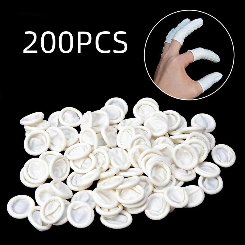 300PCS White Disposable Latex Finger Cover Natural Rubber Gloves Thumb Covers Protector for Fingertips Non-slip Nail Tool