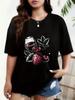 WomenS Stylish Black TShirt with Wine Fruit Print Comfortable and Breathable Round Neck Sleeve Casual Wear Aesthetic Clothes