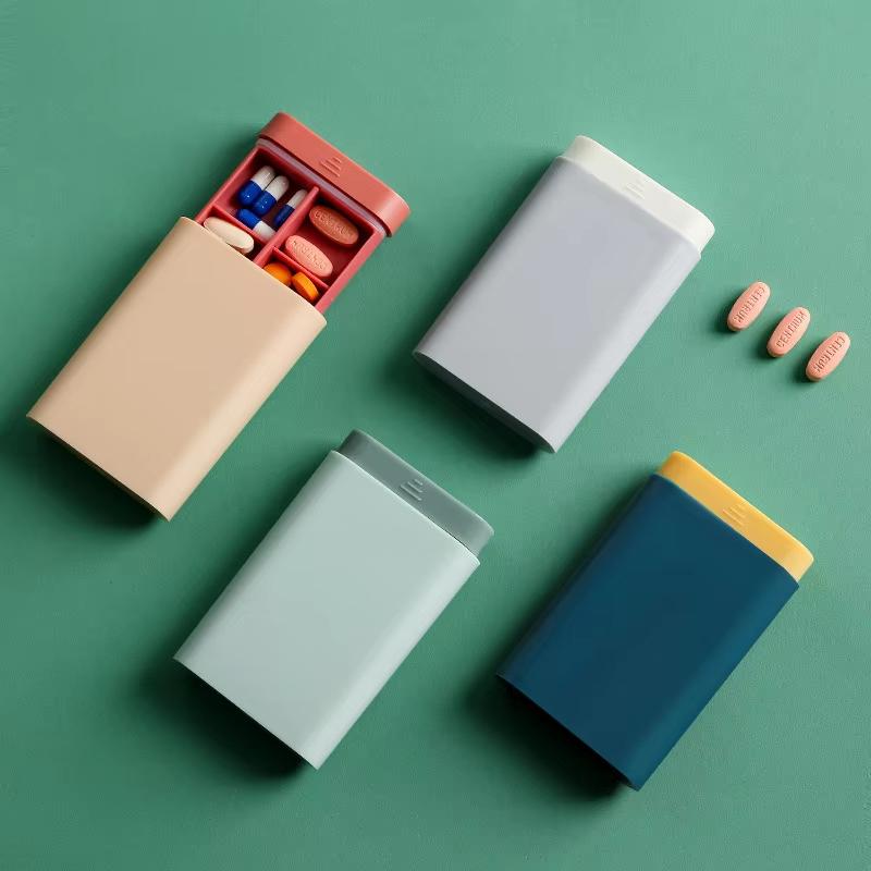 Pill Storage Box Mini Travel Portable Medicines Dispenser Box Multifunction Plastic Seven Compartment Sealer Box