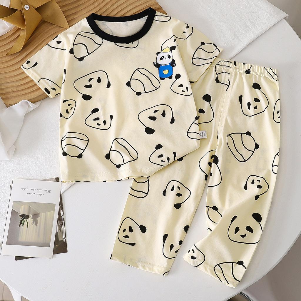 Kids Summer Cotton Short Sleeve Set Class A Baby Air Conditioner Clothes Boys Girls Home Pajamas