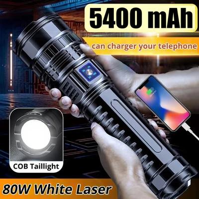 10000LM Ultrahelle Taschenlampe USB-Ladefunktion Taschenlampe mit eingebauter Batterie Taschenlampe Notfall-Scheinwerfer Kältebeständig und Langlebig,Patrouille