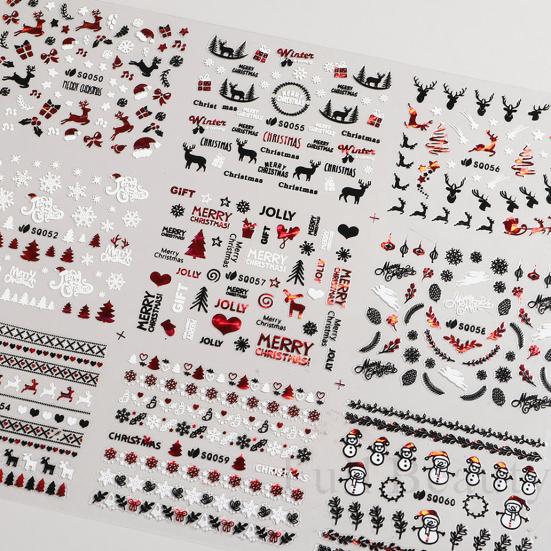 Autocolant pentru unghii Model rafinat Culoare vibrantă Efect de lungă durată Detașabil ușor de aplicat PVC decorativ Elan de Crăciun