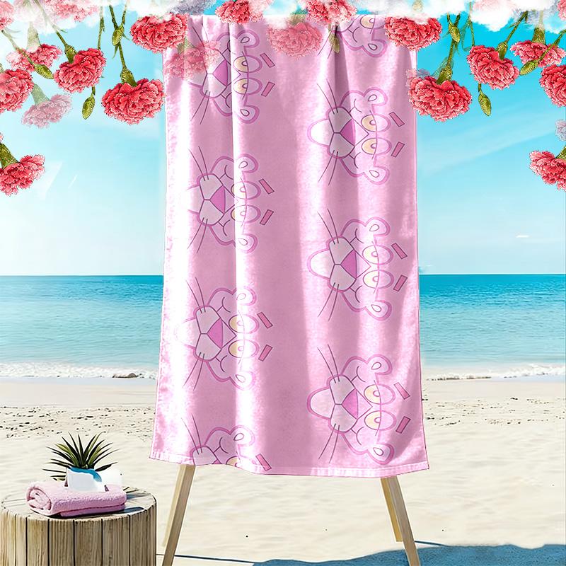 Pink Panther Print Beach Towel, Large Soft Quick Dry Towel for Beach Camping Swimming