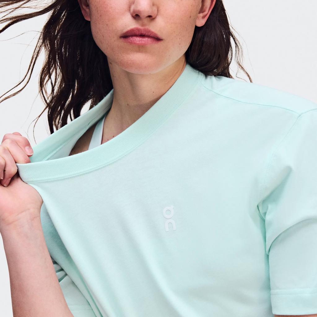 On Logo Drop Shoulder Round Neck Pullover Short Sleeve T-Shirt Women T-Shirts 1WE10064975