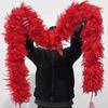 DIY Fluffy Red Chicken Feather Boa Scarf 2Meter Rooster Feathers Shawl for Wedding Carnival Party Dress Decoration Costume Accessory