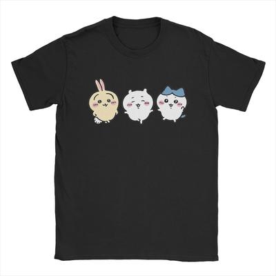Pánská trička Chiikawa Hachiware Usagi Roztomilá Kawaii Vintage Bavlněné Tričko Krátký Rukáv Tričko O Kulatý Výstřih Topy Nadměrná Velikost