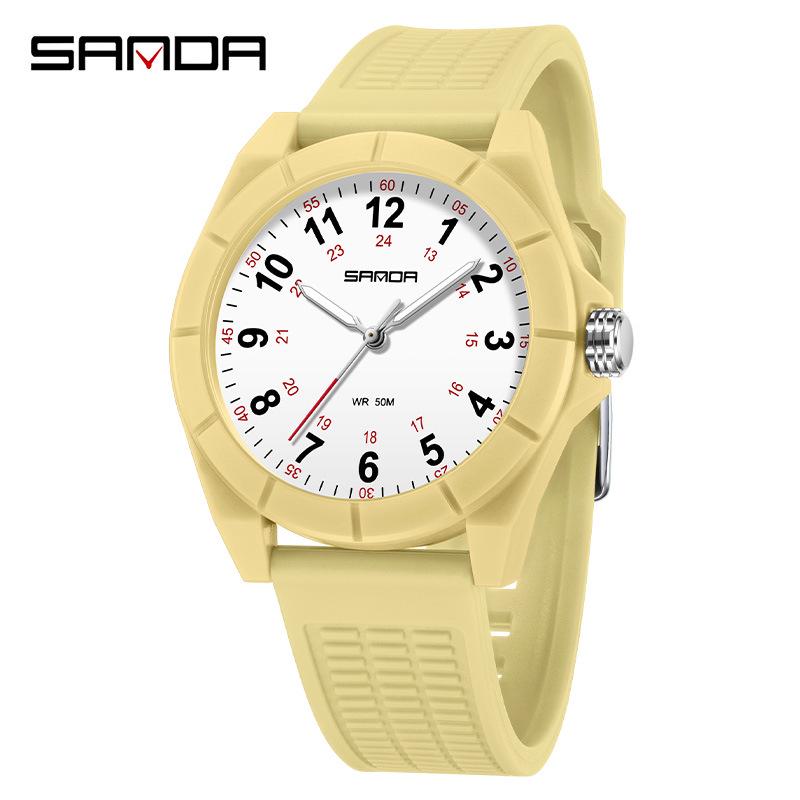 SANDA Unisex Luminous Korean Style Nurse Watch: Lightweight, Thin, Waterproof, Large Dial Quartz Watch for Teens