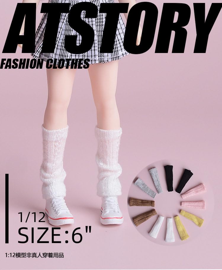 [TOYBARJAPAN] 112 Action Figure Accessory  Fits TBLeague and other body types. ATStory High School Girl JK White Leg Warmers Knit Foot Covers Sock