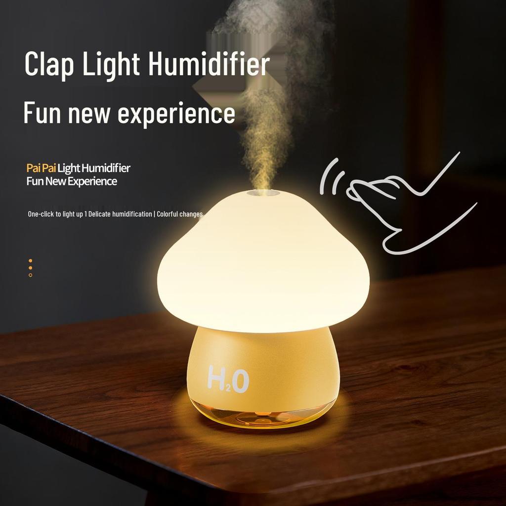 Mushroom USB Tap Light Humidifier with Atmosphere Lamp & Large Mist Output for Home or Office