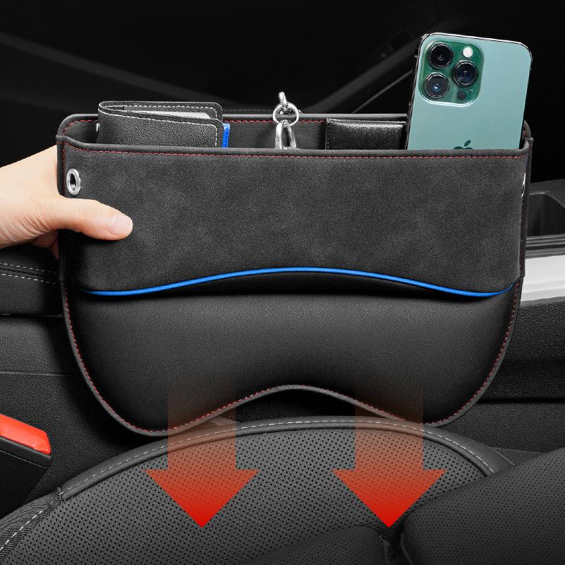 Multi-Function Suede Car Seat Side Storage Pocket Gap Filler Organizer Box Pu Leather Interior Modification Accessories Parts