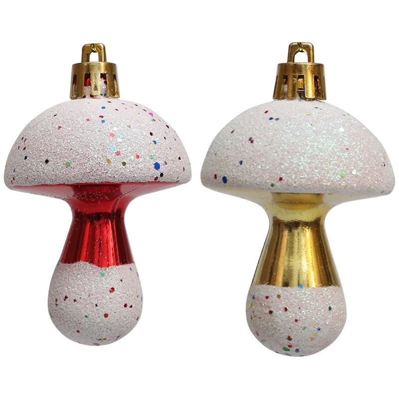 6Pcs Painted Mushroom Xmas Festival Decoration Window Christmas Tree Hanging Ornament