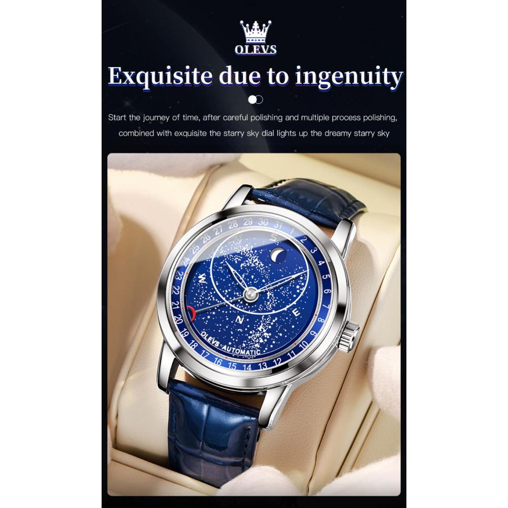 OLEVS New Business and Leisure Watch Automatic Mechanical Starry Sky Second Dial Luminous Men's Watch