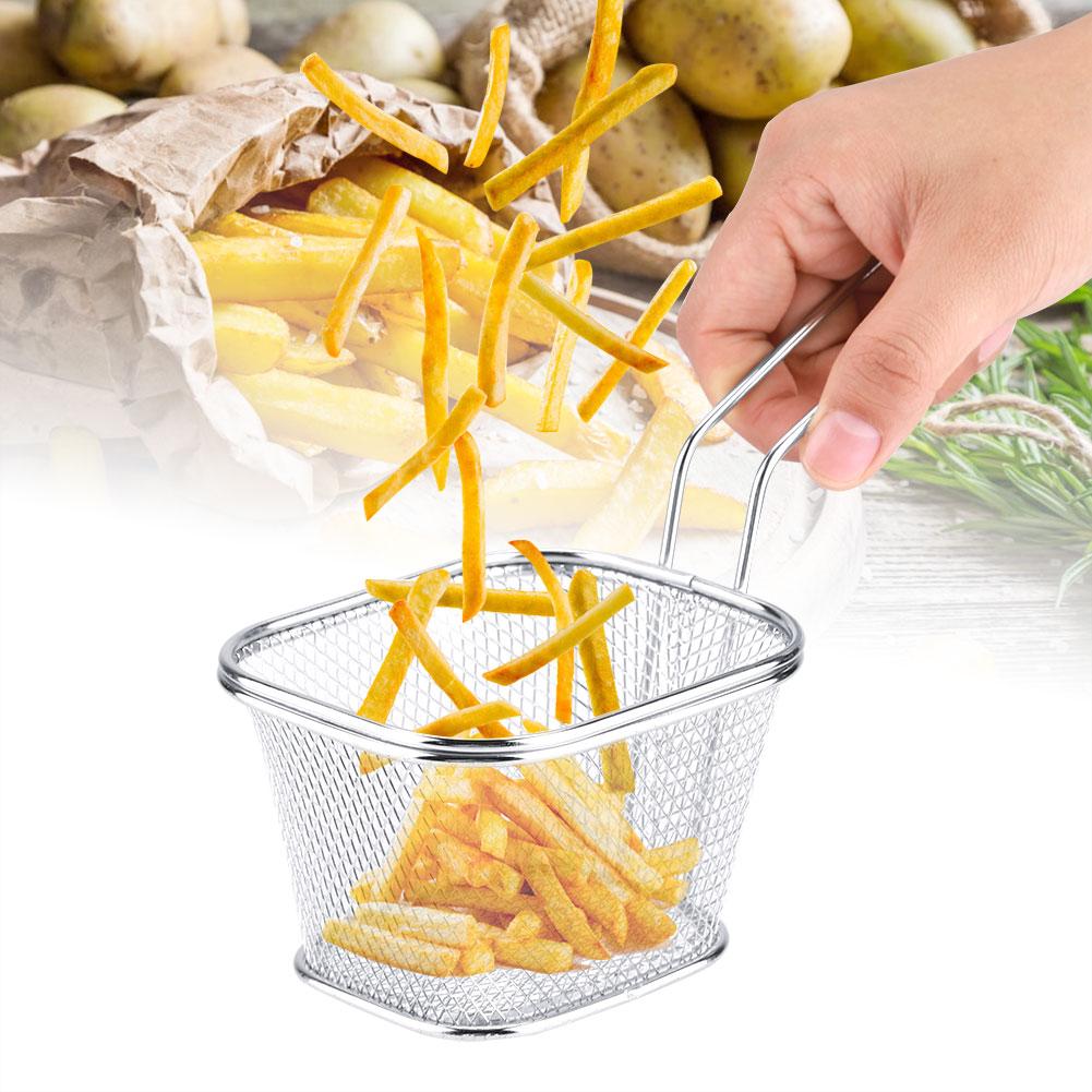 Mini Stainless Steel Chips Deep Fry Baskets Food Presentation Strainer Potato Cooking Tool